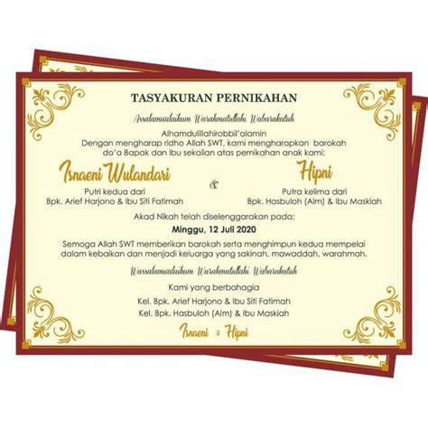 Contoh Undangan Pernikahan Untuk Kotak Nasi Siap Pakai Triprofikcom