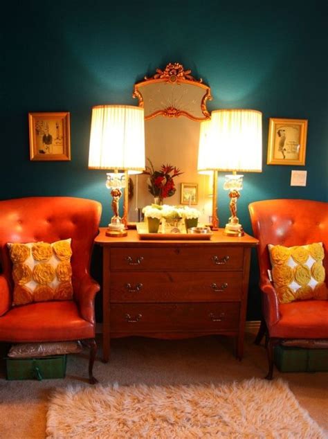 Gorgeous Aqua Teal Turquoise With Orange Home Decor Design Living
