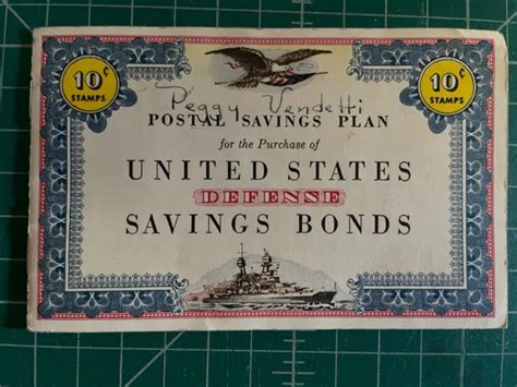 Wwii Postal Savings Plan Us Defense Savings Bond Book 10 Cent W10