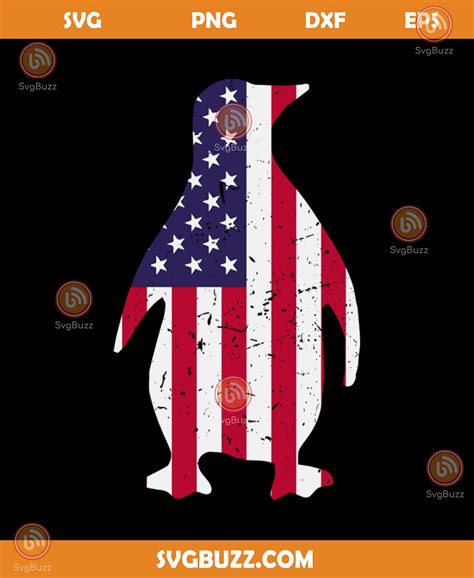Penguin America Flag Svg Independence Day Svg 4th Of July Svg
