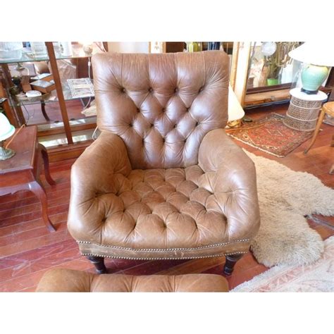 Are you trying to decide what kind of accent chair to add to your living room? Cognac Leather Sleepy Hollow Chair and Ottoman | Chairish