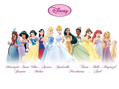 Princesses With Name Tiana Mulan Pocahontas Ariel Disney Princess