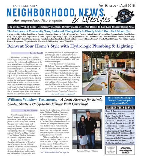 East Lake Vol 9 Issue 4 April 2016 By Tampa Bay News And Lifestyles