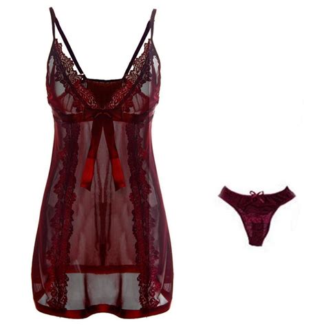 Koupit Sexy Women See Through Lace Embroidered Sling Dress Sleepwear
