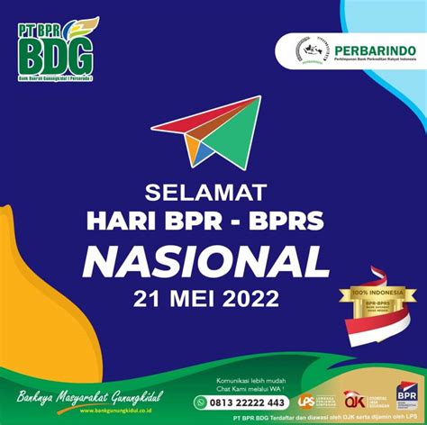 Selamat Hari Bpr Bprs Nasional Pt Bpr Bank Daerah Gunungkidul Perseroda