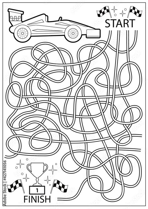 Vecteur Stock Kids Maze Game For Kids Children Worksheet With Racing