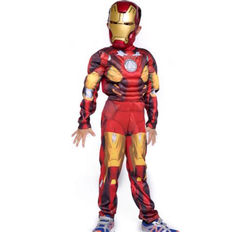 Marvel Avengers Iron Man Muscle Cosplay Halloween Costume Suite And Mask