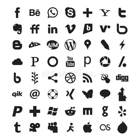 Les Icônes Sociales Populaires De Logo De Médias Ont Placé Noir Isolé