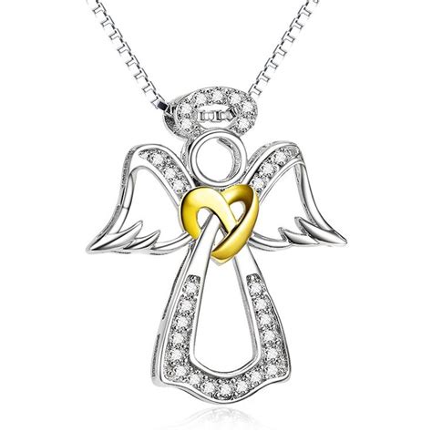 Guardian Angel Necklace 925 Sterling Silver Guardian Angel Heart Knot