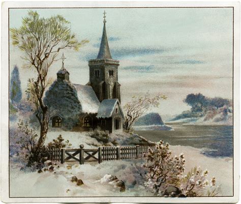 Country Church Scene~ Free Christmas Graphic Old Design Shop Blog