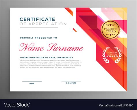 Creative Certificate Of Appreciation In Abstract Vector Image