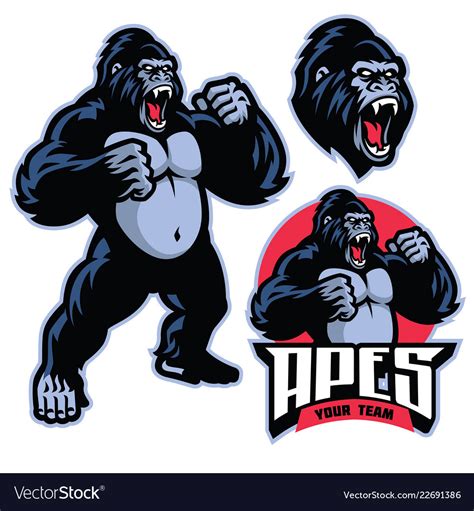 Angry Gorilla Mascot Standing Royalty Free Vector Image