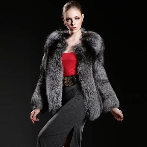 natural fox fur coats warm beautiful genuine silver fox fur coat for women luxury full pelt