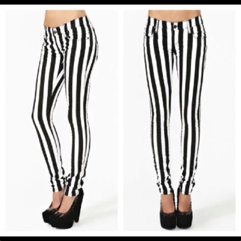 Nasty Gal Jeans Black And White Striped Pants And Cm