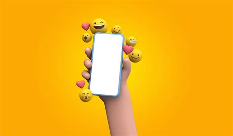 Premium Photo Person Holding A Smartphone With Emoji Online Social