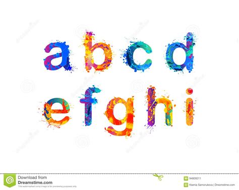 Splash Paint Alphabet Letters Part 1 Of 3 Stock Vector Illustration