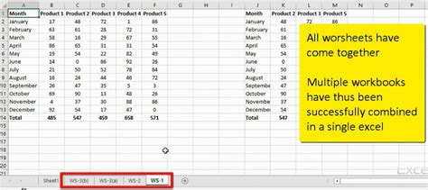 Excel Combine Worksheets