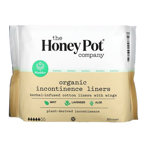 The Honey Pot Company Herbal Infused Cotton Liners With Wings Organic Incontinence Liners 20