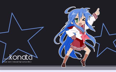 Wallpaper Illustration Anime Girls Blue Hair Cartoon Lucky Star