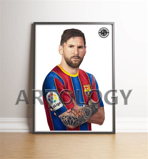 Lionel Messi Portrait Zeichnung A4a3 Giclee Print Artologie Etsyde