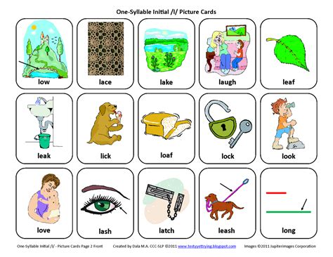 Testy Yet Trying Initial L Free Speech Therapy Articulation Picture Cards