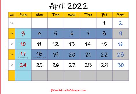 April 2022 Printable Calendar With Holidays Word Pdf How To Calendar