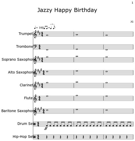 Jazzy Happy Birthday Sheet Music For Trumpet Trombone Soprano