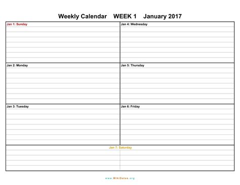 1 Week Calendar Blank Calendar Printable Free