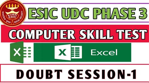 Esic Udc Computer Skill Test Ms Excel Doubt Session 1 Youtube