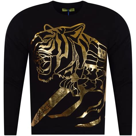 Versace Jeans Black Gold Tiger Print Sweatshirt Sweatshirts From