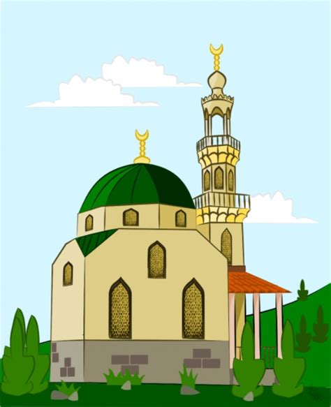 Gambar pemandangan masjid kartun berwarna. 21 Gambar Kartun Masjid Cantik Dan Lucu Terbaru