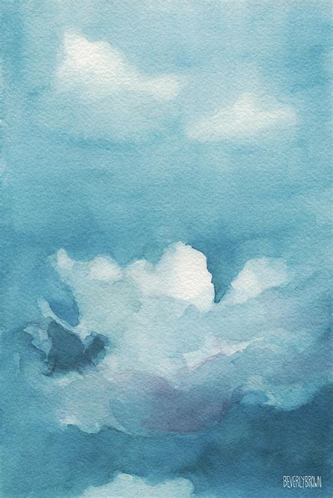 Blue Sky White Clouds Watercolor Painting Painting By Beverly Brown