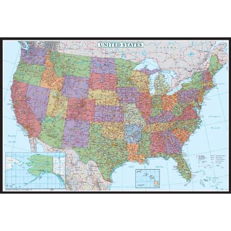 24x36 United States Usa Us Decorator Wall Map Poster Mural