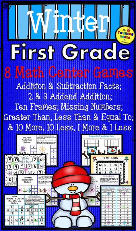 First Grade Winter Math Centers Math Facts Ten Frames Number Order