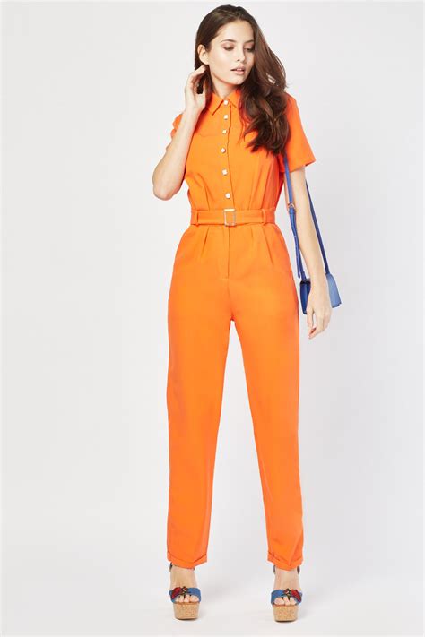 belted orange utility jumpsuit just 7