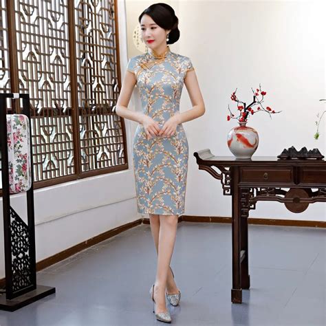 shanghai story 2018 floral cheongsam traditional dress chinese oriental style dresses knee