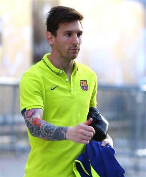 Lionel messi's 18 tattoos & their meanings barcelona's talisman and football legend, lionel messi has been going under the needle to cover his several parts of the body with ink for quite a while. Image: Lionel Messi shows off horrendous full sleeve tattoo | CaughtOffside