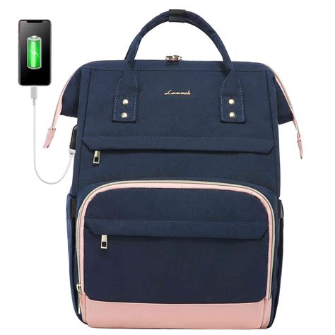 Lovevook Laptop Backpack Women School Bag Contrasting Colors Design