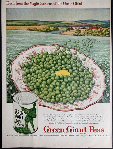 Vintage 1949 Green Giant Peas Print Ad Etsy