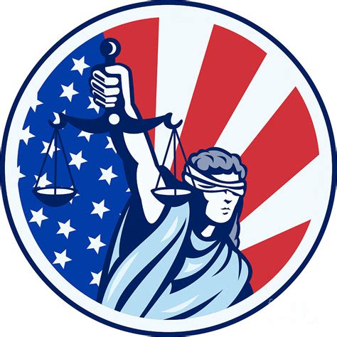 American Lady Holding Scales Of Justice Flag Retro Digital