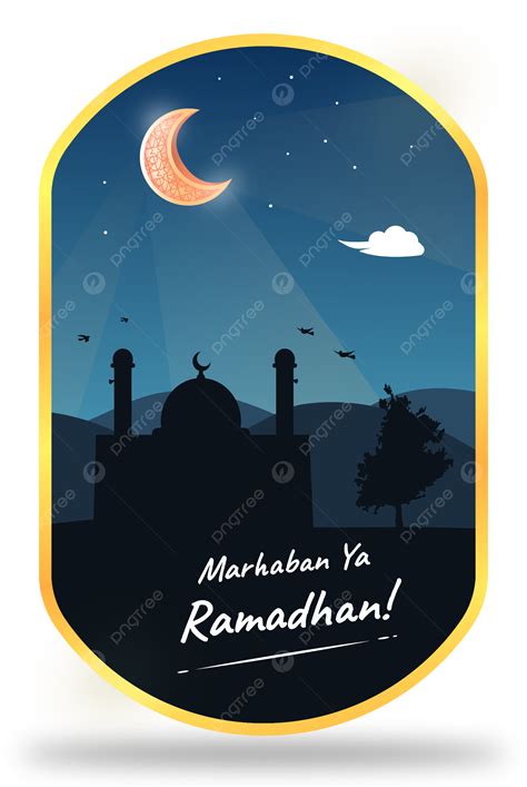 Cartão De Felicitações De Marhaban Ya Ramadan Ramadã Com Lua Crescente