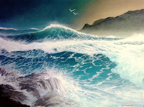 Storm At Sea Acrylic Alanminshull Foundmyself Seascape Artwork