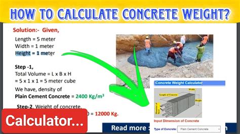 How To Calculate Weight Of Concrete Concrete Weight Calculator Youtube