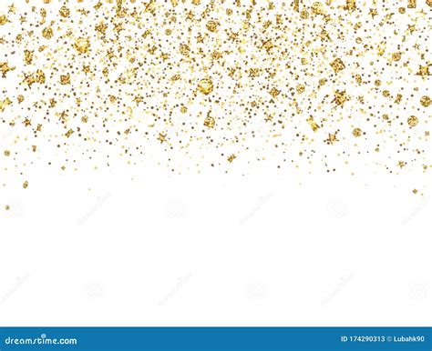 Poster Gold Confetti Sparkles Glitter Frame Space Text White Background