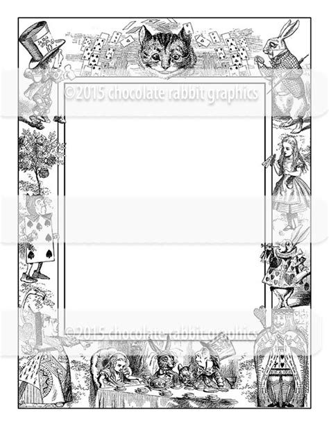 Alice In Wonderland Clip Art Border Printable Digital Download Etsy