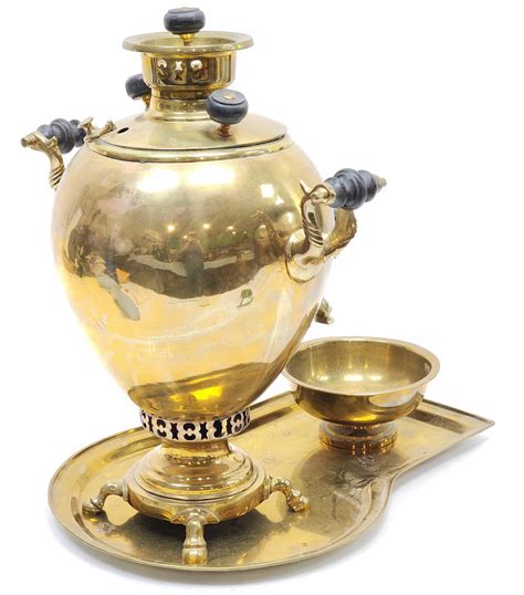 Lot 165in Brass Samovar With Bowl And Tray