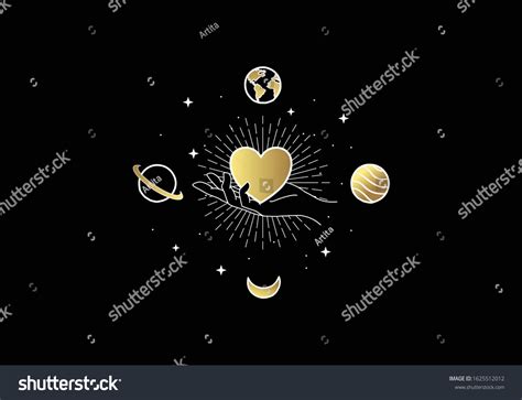 Universe Hearts Heart Love Symbol Planets Stock Vector Royalty Free