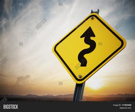 Curves Ahead Road Sign Image And Photo Free Trial Bigstock