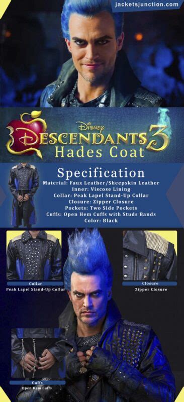 Descendants 3 Hades Black Leather Coat Movies Jacketss