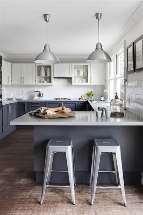 The first step in how to install kitchen cabinets is finding the highest point on the floor. tuxedo-style kitchen. gorgeous! | Kitchen inspirations, Kitchen cabinet colors, Kitchen design